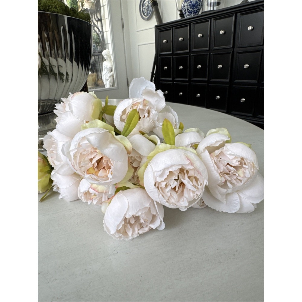 17 Head Artificial Rose Pink Peony Bouquet Silk Faux Peonies